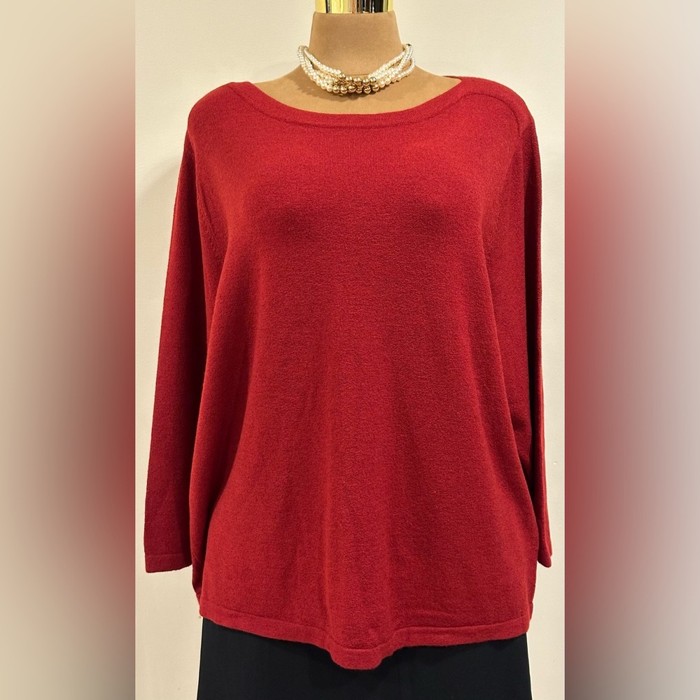 Jessica Holbrook Red Long Sleeves Boat Neck Comfortable Over Size Sweater Sz 2X.